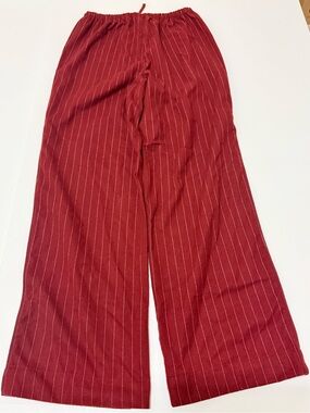 NWT Skims Women’s Flannel Pinstripe Red Wide Leg Pajama Pants Size XS